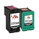 Mony Remanufactured HP 350 351 XL 350XL 351XL Druckerpatronen (1 Schwarz, 1 Farbe) für HP Photosmart C4480 C5280 C4280 C4580 C4524 C4385 C4380 OfficeJet J5780 J5785 J6410 DeskJet D4260 D4360 Druck