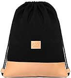 AW Stockholm Premium Turnbeutel aus Canvas und veganem Leder - Stylischer Sportbeutel mit Zwei praktisch verschließbaren Taschen für Damen und Herren (braun)