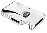 Lederhand® iStrong - Aluminium Mini Kartenhalter mit Geldklammer und Platz für bis zu 10 Kreditkarten - Minimalist Wallet - Geldbörse aus echtem Aluminium mit RFID-Schutz inkl. Geschenkbox | (Silber)