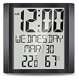 YYF Wecker Digitaler Wecker für Schlafzimmer groß 8.8 ' LED Wanduhr stumm Nicht tickend mit Snooze, Luftfeuchtigkeit, Temperatur, 12 / 24h, lauter elektrischer Nachttischuhr für schwere Schläfer,