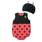 CuteOn 2er-Pack Unisex ?rmel Cartoon Cotton Babykleidung Body-Hut-Kappe Marienk?fer 95