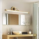 QPCUG Badezimmerspiegelleuchte Vintage Messing Led Spiegel Frontlicht Retro wasserdichte Wandleuchten Schminklicht für Badezimmer Schminktisch Beleuchtung/Schwarz/L75Cm/15W (Messing L43Cm/8W)
