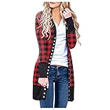 GFGHH Damen Strickjacke Cardigan Herbst Winter Casual Sweater Outwear Open Front Strickmantel Langarm Pullover mit Tasche Strickcardigan mit Knopf Grobstrick Strick Jacke Oversize Knitwear O