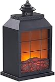Carlo Milano LED Kamin Laterne: Elektro-Deko-Kamin, Flammen-Optik, USB- & Batterie-Betrieb, 38 cm Höhe (Laterne Kaminfeuer)