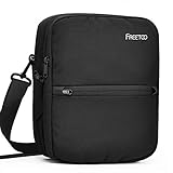 FREETOO Umhängetasche Herren 10.5 Zoll iPad Nylon Wasserabweisend Schultertaschen Männer Klein Crossbody Taschen mit Verstellbaren Schultergurt für Tagesausflüge Freizeit Reisen Schule, Schw