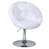 SVITA Havanna Premium Sessel Lounge Clubsessel Drehsessel Samt-Optik glänzend Retro Weiß Barhocker Cock