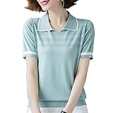 XUELINH Klassisches Kurzarm Poloshirt for Damen Sport Poloshirt Kurzarm Damen Poloshirt Damen Tshirts (Color : Green, Size : S)