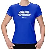 T-Shirt James Bond - Jana aus Kassel James Bond Geheimagent 007 15 Farben XS-3XL Chef Arbeit lustige Sprueche Witz Fun Satire Rede, Farbe:Royalblau - Logo Weiss, Größe:S