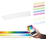 EGLO connect LED Deckenleuchte Salobrena-C Panel, Smart Home Deckenlampe, Material: Aluminium, Kunststoff, Farbe: Weiß, 120x30 cm, dimmbar, Weißtöne und Farben einstellb
