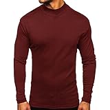 Herren Casual Slim Fit Rollkragenpullover Sweater Langarm Basic Strickpullover T Shirt Tops, #2 Weinrot, Larg