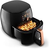 Philips Premium Airfryer XXL, Heißluftfritteuse ohne Öl mit Smart Sensing, 7.3 L, 2225 W, Digitales Display mit Smart Chef Programmen, NutriU App Rezepte, Schwarz, HD9860/90