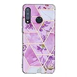 Miagon Marmor Hülle für Huawei Y7 2019,Dünn Weich Silikon Flexible Handyhülle Schutzhülle Galvanisiert Marble Bumper Handytasche Zurück Cover Gummi,Lila B