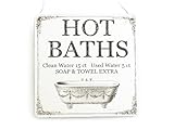 Interluxe XL Vintage Deko Schild Türschild HOT Baths 3 Shabby Nostalgie Landhaus Holz weiß
