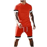 ZZENOR 2 Teile Herren Sommer Trainingsanzug Kurzarm Kleidung Set Männer Sportswear T-Shirt Top Kordelzug Elastische Taille Shorts Daily Home Wear Teen Boy Casual O