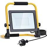 Aigostar LED Baustrahler 50W 4500LM (Ersetzt 450W),LED Arbeitsleuchte mit Stecker,Wasserdichtes Arbeitsscheinwerfer Bauscheinwerfer,für Werkstatt oder Baustelle,Garage, 6500K Tageslichtweiß