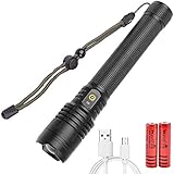 Windfire Wiederaufladbare USB-Taschenlampe, XHP90 LED-Taschenlampe, 10000 Lumen, professionelle Taschenlampe mit Power-Bank-Funktion, 3 Modi für Angeln, Camping und Outdoor (18650 Batterie enthalten)