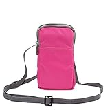 Suney iPhone X Gürteltasche, Women Outdoor 6 Zoll Canvas Handytasche Retro Lässige Handytasche Sport Gürteltasche Mini Crossbody Tasche mit Schultergurt für alle 6 Zoll Handys - Rose Pink