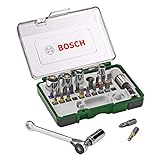 Bosch 27tlg. Schrauberbit- und Ratschen-Set (Extra harte Qualität, Zubehör Bohrschrauber und Schraubendreher)