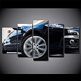 Bilder Sport Blaues Auto Wandbilder Wohnzimmer 5 StüCk Bild Wandbilder 5 Teilig Kunstdruck Wandbild Jugendzimmer Komplett set Creative Geschenk Kunstwerk 150x80