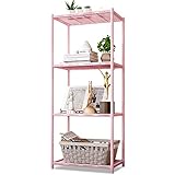 Drahtregal mit Nivellierfüßen, verstellbare Mehrzweck-Aufbewahrungsregale, 4 Regalböden, robustes Metallregal für Küchenschrank, Geschirr (Farbe: Rosa, Größe: 58 x 35 x 120 cm)