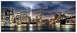 Artland Glasbilder Wandbild Glas Bild einteilig 125x50 cm Querformat Städte USA Amerika New York Skyline Nacht Manhattan Hudson River T0WB