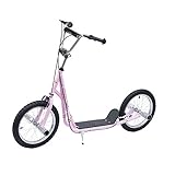 HOMCOM Kinderroller Scooter Tretroller Cityroller Kinder Roller Kickboard 16 Zoll Rosa 143 x 58 x 92-100