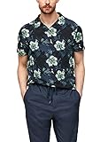 s.Oliver BLACK LABEL Herren Jerseyshirt mit Hemdkragen Dark Blue AOP L