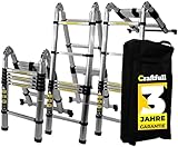 ????????? Alu Teleskopleiter Klappleiter CF-102B - ? ????? ???????? - Soft-Close-Funktion - Leiter - Anlegeleiter - Trittleiter (2 x 1.9 Meter (Total 3.8 m) Soft Close)