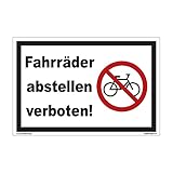 kleberio® Parken verboten Schild - Fahrräder abstellen verboten! - 30 x 20 cm Fahrrad Schilder einfahrt freihalten Schilder Privatparkplatz Schild Verbotsschilder Fahrrad Aufhängung