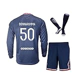 Herren Jugend Kinder Fußball Trikot #50 DO-NNA-RU-MMA Heim- Und Auswärtstrikot Langarm Kurzarm Anzug T-Shirt 21/22,Blau,L