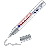 edding 750 Glanzlackmarker - silber - Packung mit 1 Lackmarker - Rundspitze 2-4 mm - Lackstift für Glas, Stein, Holz, Kunststoff und Papier - wasserfest, stark deck