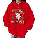 STOREYH Damen Weihnachten Corgi Druck Hoodie Tops Lässig Loose Drawstring Langarm Hooded Fleece Oberteile Kapuzenpullover Herbst Winter Bequem Atmungsaktiv Tee Frauen Bluse Wickel Tunika T-S