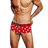 Zhiyao Boxershorts Weihnachten Herren Stretch Slim Unterhosen Baumwolle Weich Bedrucken Unterwäsche Lustiges Geschenk für Men Männer Freund Valentinstag Geburtstag Weihnachten Bequem Viele Größ