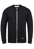 Blend Arco Herren Sweatjacke Collegejacke Cardigan Jacke mit Kurzem Stehkragen, Größe:L, Farbe:Black (70155)