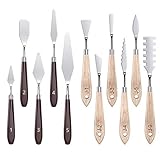 TiMOVO Palette Messer Set, 11pcs Edelstahl Malmesser mit Holzgriff, Metall Malspachtel für Künstler Ölgemälde Gemischt, Öl Malen Spachteln für Anfänger, Rotbraun + Holzfarb