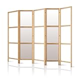 murando - Paravent XXL 225x171 cm 5-teilig Deutsches Qualitäts Vlies Leinwand eleganter Sichtschutz Raumteiler Trennwand Raumtrenner Holz Weiß Deko Home Office Japan p-A-0009
