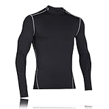 Under Armour Herren KompressionsMockShirt ColdGear Armour ultrawarmes Langarmshirt, langärmliges Funktionsshirt für Männer, Schwarz, L