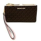 Michael Kors Jet Set Travel Double Zip Wristlet (brown softpink)