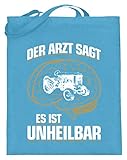 shirt-o-magic Landwirt: .es ist unheilbar - Jutebeutel (mit langen Henkeln) -38cm-42cm-Hellb