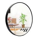WLN Badezimmerspiegel, dekorativer Wohnzimmerspiegel, zur Wandmontage, schwarz, runder Make-up-Spiegel für Schlafzimmer, Badezimmer, Eingangsbereich, Schminkspiegel, schwarz (Größe: 50 cm)