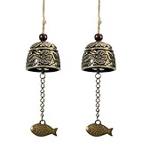 JelyArt Metall-Windspiel Wind Chime im Freien Garten Fengshui Glocke Hängen Ornament (Drache, 2 Stück)