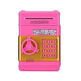 QHMDZ Sparschwein Elektronisches Sparschwein ATM-Kennwort Geldbox Cash-Münzen Speichern Box ATM Bank Safe Box Automatische Anzahlung Banknote Ersparnisse (Color : Pink)