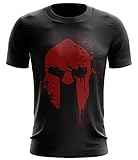 Stylotex ® Fitness T-Shirt Herren Sport Shirt | Spartan Helmet | Gym Tshirts für Performance beim Training | Männer Kurzarm | Funktionelle Sport Bekleidung, Größe:M, Farbe:schw