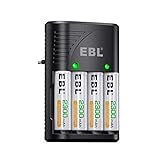 EBL Akku ladegerät inkl. 4X AA 2300mAh für NI-MH NI-CD AA/AAA Akku 9V Akku Schnell Ladegerät 4 Fach Multi Batterie ladegerät Universal batterien Ladegerät mit LED Anzeig