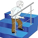Treppengeländer-Kit Geländer Schritte 4-stufiger Handlauf 304 Edelstahl Verstellbarer Winkel Außenhandlauf für Holz, Betondeck, Treppe, B