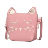 Danolt Mädchen Handtaschen, kleine niedliche Cartoon Katze Crossbody Tasche rosa Beutel Handtasche für 3-12 Jahre alte Mädchen Geburtstag Festival Geschenk