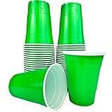 50 Grüne Plastikbecher, Original US 16 oz (475ml) Spülmaschinenfeste Einwegbecher | Green Cup im US Football Stadion Design | Die grünen wiederverwendbaren Trinkb