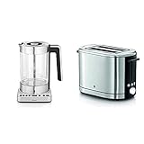 WMF Lono 2 in 1 Vario Wasserkocher, mit Temperatureinstellung, 1,4 - 1,7 l, 3000 W & Lono Toaster Edelstahl, Doppelschlitz Toaster mit Brötchenaufsatz, für XXL-Toast, 900 W,