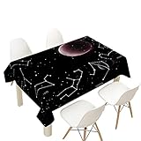 FANSU Konstellation Tischdecke Wasserdicht Tischwäsche, Rechteckige Wasserabweisend Abwaschbar 3D Tischtuch für Küche Garten Outdoor Esstisch Dekoration (140x180cm,Galaxis)