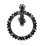 VBARV Wanduhren, Big Wheel Hour Wanduhr, 3D Moving Gear Wanduhr, Schwarz Dekorative Uhren für Büro, Zuhause, Küche, Bar, W